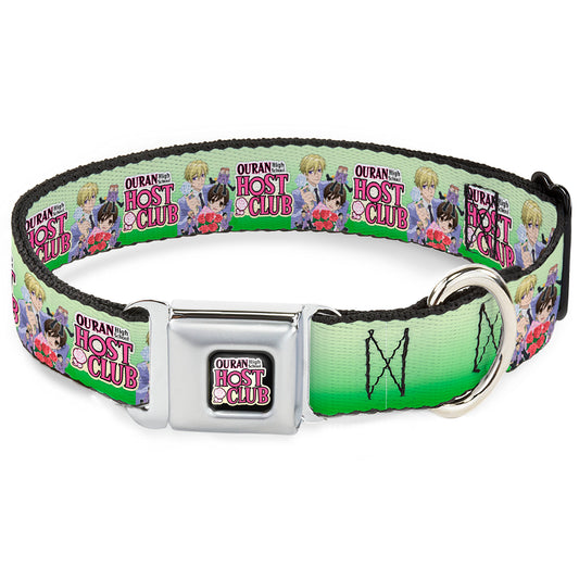 OURAN HIGH SCHOOL HOST CLUB Title Logo Full Color Black Seatbelt Buckle Collar - OURAN HIGH SCHOOL HOST CLUB Haruhi and Friends Group Pose and Title Logo Greens