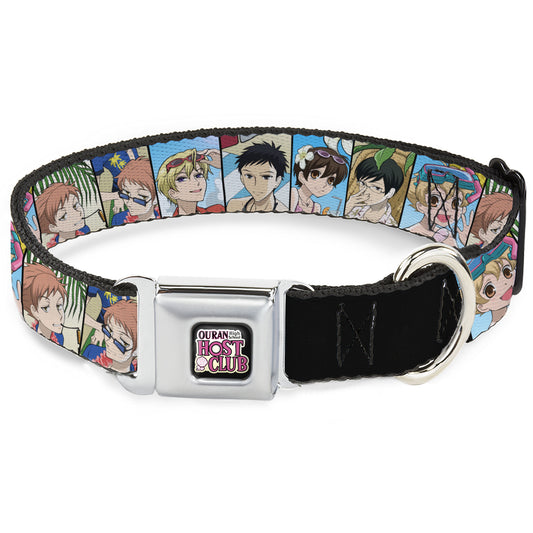 OURAN HIGH SCHOOL HOST CLUB Title Logo Full Color Black Seatbelt Buckle Collar - Ouran High School Host Club Seven Character Beach Day Pose Blocks