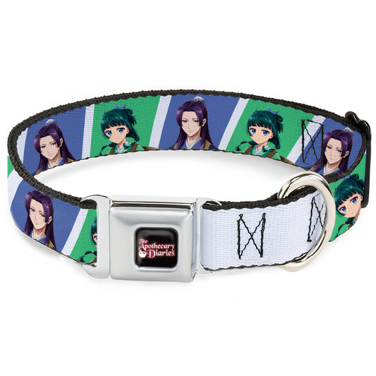 THE APOTHECARY DIARIES Title Logo Full Color Black/Red/White Seatbelt Buckle Collar - The Apothecary Diaries Jinshi and Maomao Pose Blocks White/Blue/Green