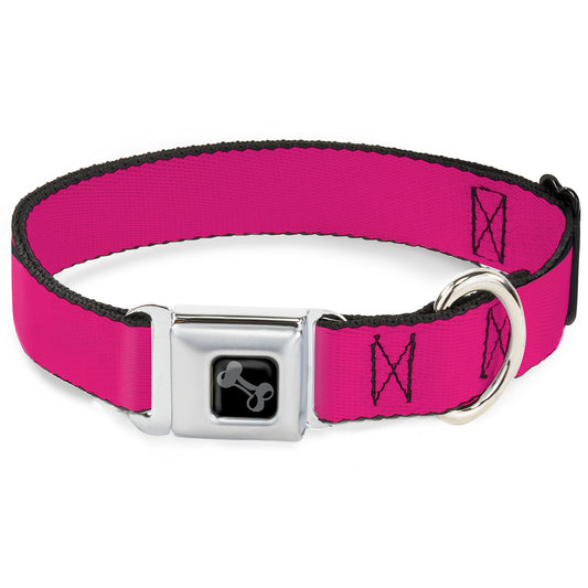 Dog Bone Black/Silver Seatbelt Buckle Collar -