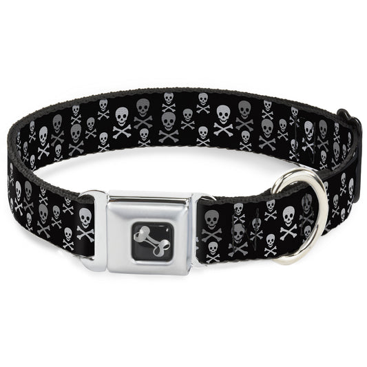 Dog Bone Seatbelt Buckle Collar - Multi Skull Black/Gray