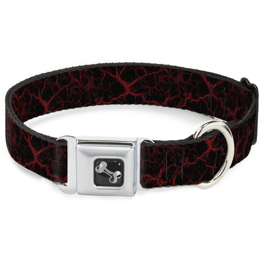 Dog Bone Seatbelt Buckle Collar - Marble Black/Red