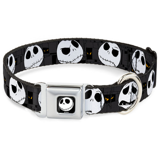Jack Smile Full Color Seatbelt Buckle Collar - Nightmare Before Christmas Jack Expressions Gray