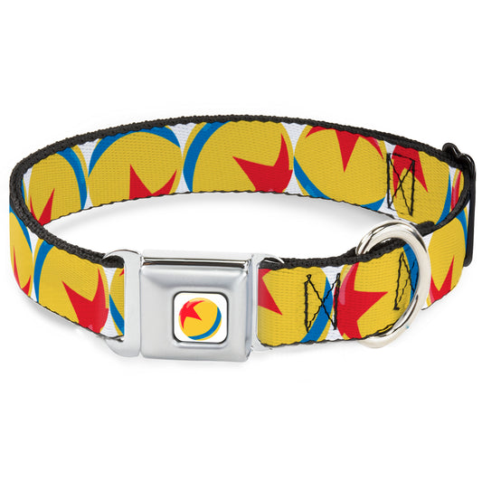 Disney Pixar Luxo Ball Full Color White/Yellow/Blue/Red Seatbelt Buckle Collar - Disney Pixar Luxo Ball Repeat White/Yellow/Blue/Red