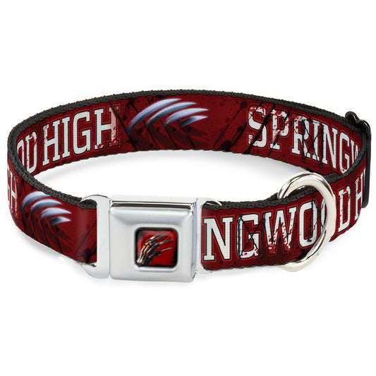 Freddy's Blade Hand Full Color Black/Blood Splatter Seatbelt Buckle Collar - A NIGHTMARE ON ELM STREET/SPRINGWOOD Freddy Pose Black/Red/White