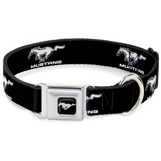 Ford Mustang Emblem Seatbelt Buckle Collar - Ford Mustang Black/White Logo REPEAT