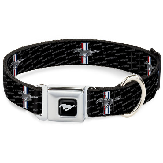 Ford Mustang Emblem Seatbelt Buckle Collar - Ford Mustang w/Bars REPEAT w/Text