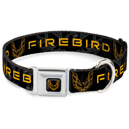 Pontiac Firebird Logo Full Color Black/Golds Seatbelt Buckle Collar - Pontiac FIREBIRD/Logo Black/Grays/Golds