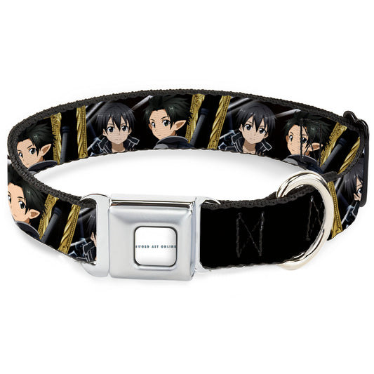 SWORD ART ONLINE Title Logo Full Color White/Blue Seatbelt Buckle Collar - SWORD ART ONLINE Kirito Reflection Poses and Title Logo Black