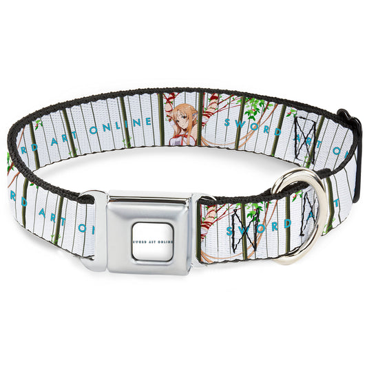 SWORD ART ONLINE Title Logo Full Color White/Blue Seatbelt Buckle Collar - SWORD ART ONLINE Asuna Cage Trap Pose and Title Logo White