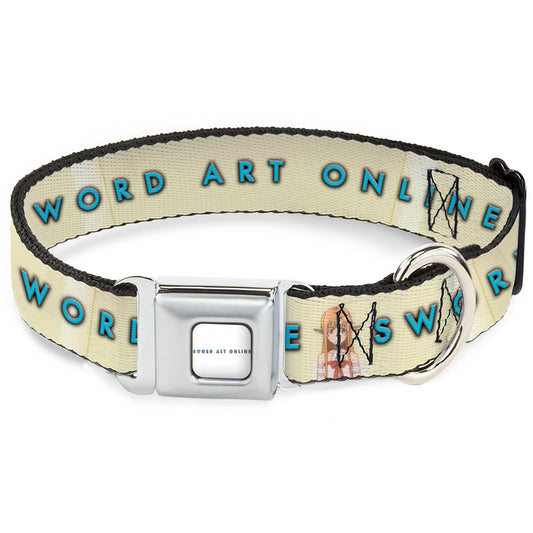 SWORD ART ONLINE Title Logo Full Color White/Blue Seatbelt Buckle Collar - SWORD ART ONLINE Asuna Yuuki Pose and Title Logo Cream