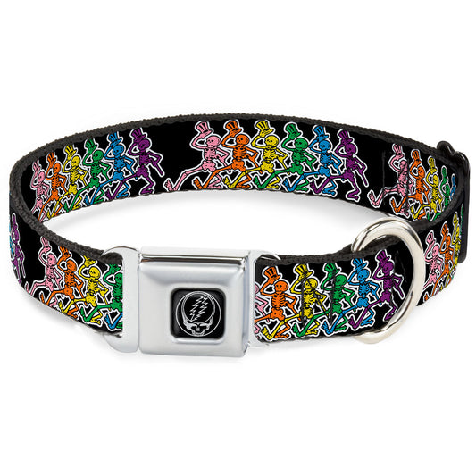 Steal Your Face Seatbelt Buckle Collar - Dancing Skeletons Black/Multi Color