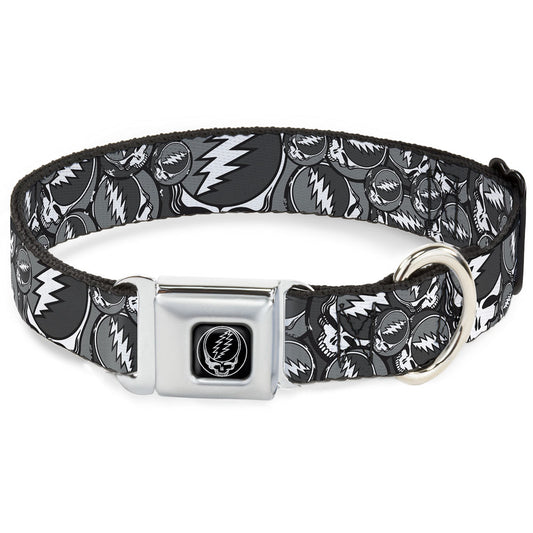 Steal Your Face Seatbelt Buckle Collar - Steal Your Face Stacked Gray