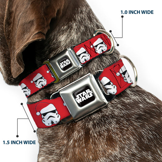 STAR WARS Logo Black/White Seatbelt Buckle Collar - Stormtrooper Santa Claus Face Red