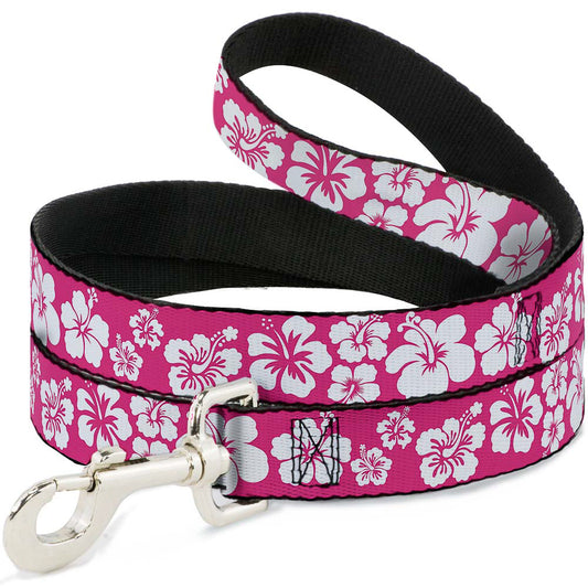Dog Leash - Hibiscus Neon Pink/White
