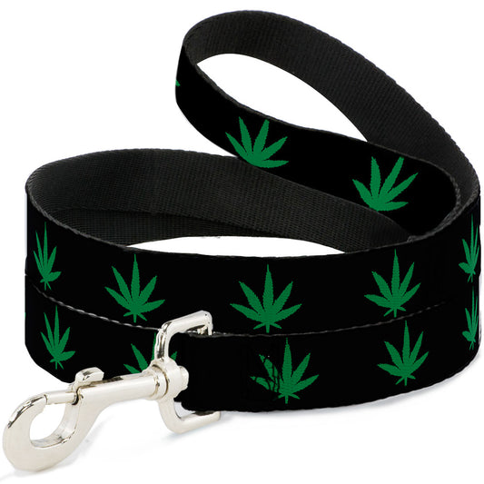 Buckle-Down Dog Leash - Marijuana Leaf Repeat Black/Green