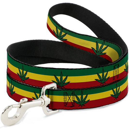 Buckle-Down Dog Leash - Marijuana Leaf Repeat Rasta