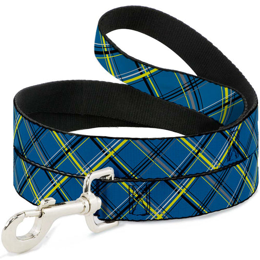 Dog Leash - Plaid Turquoise/Yellow/Black/Gray