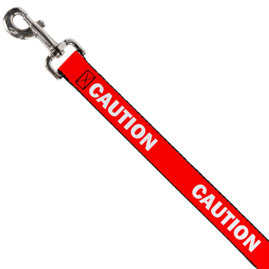 Dog Leash - Pet Quote CAUTION Red/White