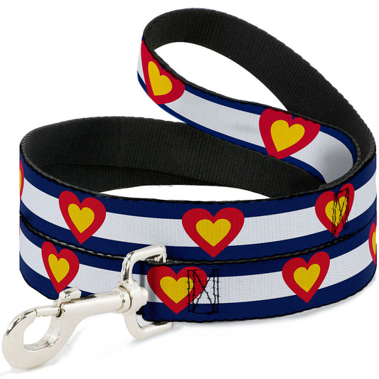 Dog Leash - Colorado Heart Blue/White/Red/Yellow