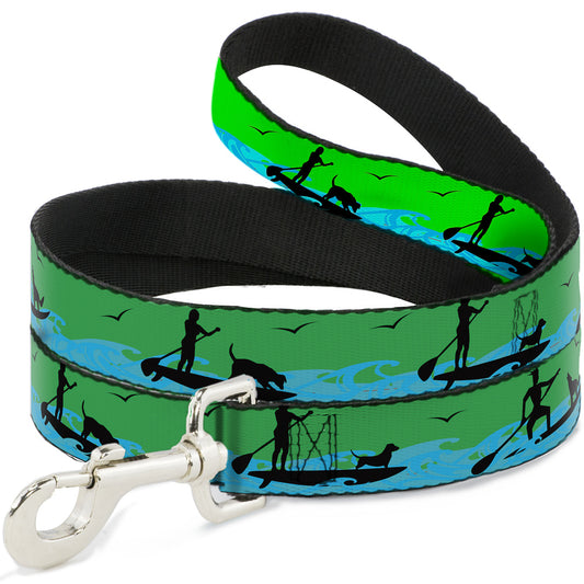 Dog Leash - SUP w/Dog Neon Green/Blues/Black