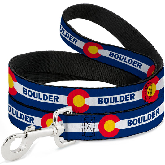 Dog Leash - Colorado BOULDER Flag Blue/White/Red/Yellow
