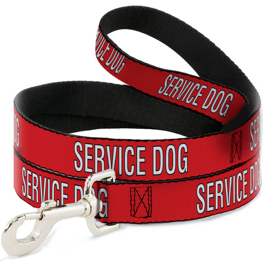 Dog Leash - SERVICE DOG Red/Black/White