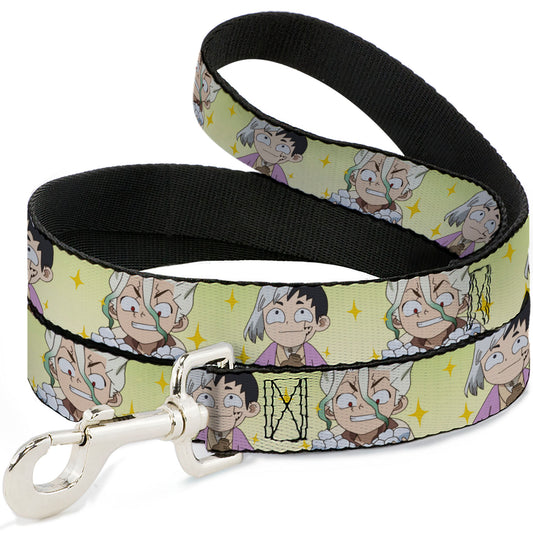 Dog Leash - Dr. Stone Chibi Senku and Gen Faces Stars Yellows