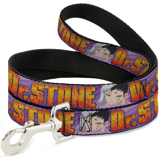 Dog Leash - DR. STONE Title Logo and Gen Asagiri Face Purples