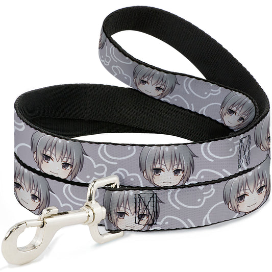 Dog Leash - Fruits Basket Chibi Yuki Soma Face and Kimono Rat Icon Gray/White