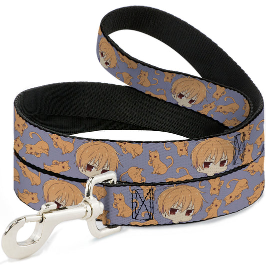 Dog Leash - Fruits Basket Chibi Kyo Soma and Cat Scattered Blue/Orange