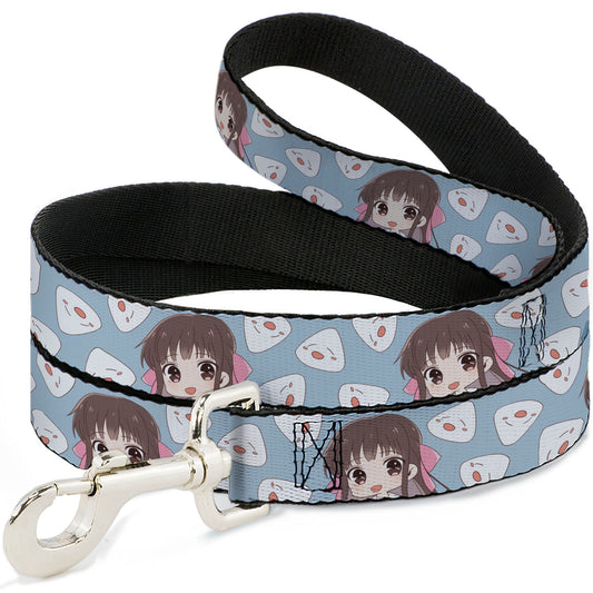 Dog Leash - Fruits Basket Chibi Tohru Honda and Rice Ball Scattered Light Blue