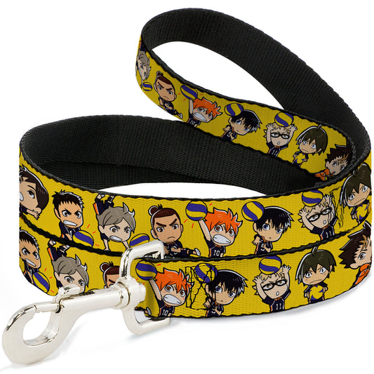 Dog Leash - Haikyu Chibi Volleyball Player Warm Up Pose Yellow