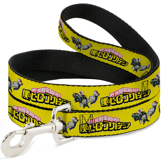 Dog Leash - MY HERO ACADEMIA Character Trio Pose and Title Logo Yellow