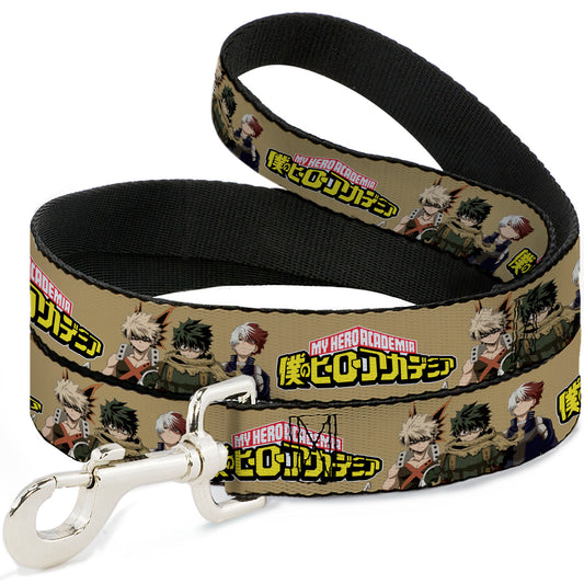 Dog Leash - MY HERO ACADEMIA Character Trio Pose and Title Logo Tan