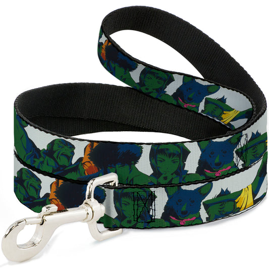 Dog Leash - COWBOY BEBOP Crew Group Pose and Title Logo White/Black/Greens