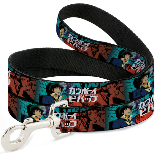 Dog Leash - COWBOY BEBOP Spike and Faye Brick Pose and Title Logo Blues/Reds