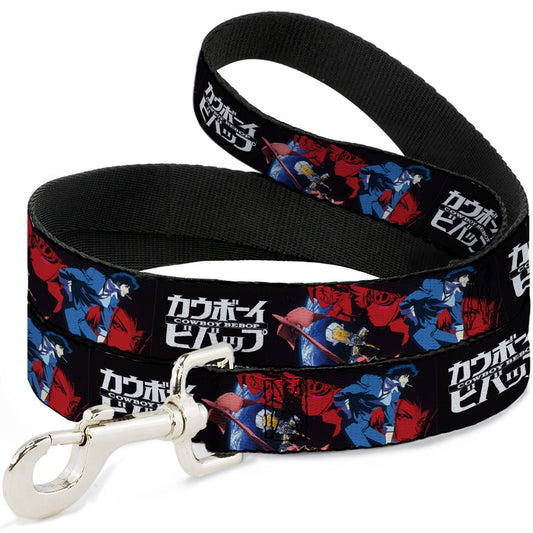 Dog Leash - COWBOY BEBOP Spike Pose and Crew Collage and Title Logo Black