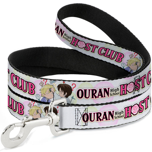 Dog Leash - OURAN HIGH SCHOOL Chibi Tamaki and Haruhi Pose and Title Logo White
