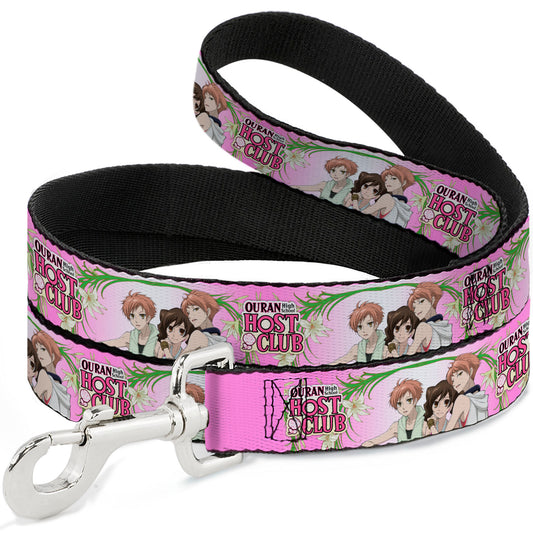 Dog Leash - OURAN HIGH SCHOOL HOST CLUB Haruhi and Hitachiin Twins Lilies Pose and Title Logo Pinks