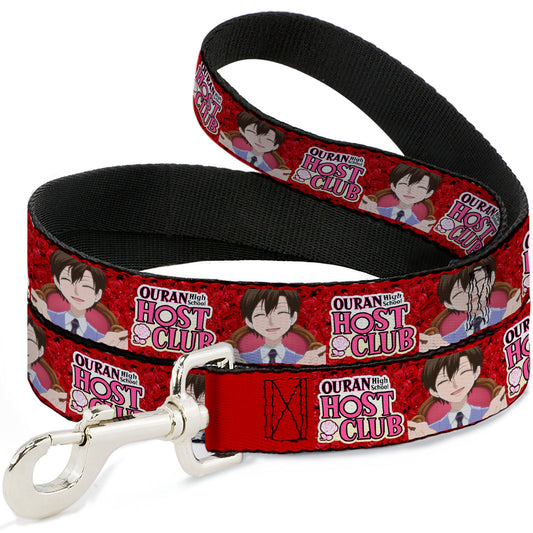 Dog Leash - OURAN HIGH SCHOOL HOST CLUB Haruhi Smiling Pose with Roses and Title Logo Reds