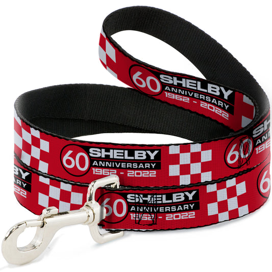 Dog Leash - SHELBY 60th ANNIVERSARY Checker Red/Black/White