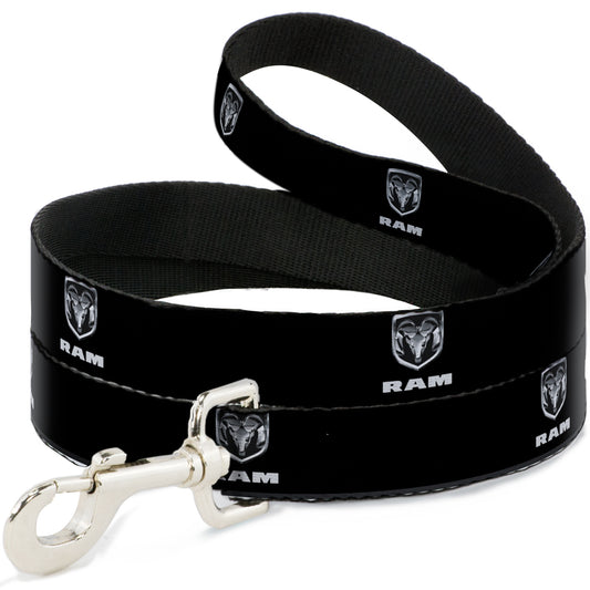 Dog Leash - Ram Black/Silver Logo REPEAT