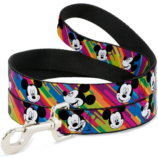Dog Leash - Mickey Mouse Expressions Multi Color White/Black