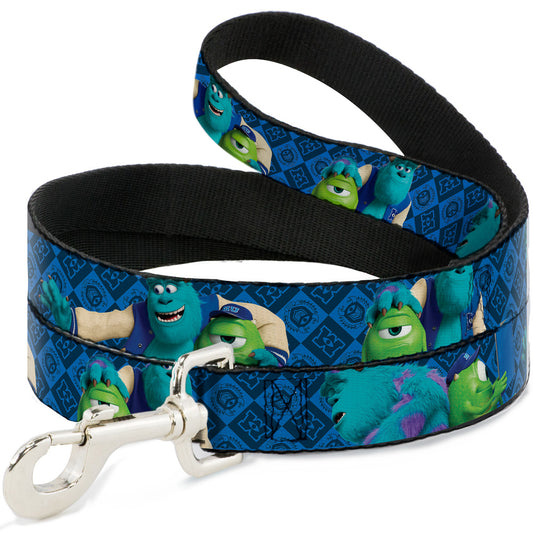 Dog Leash - Monsters University Sulley & Mike Poses/Checkers Blue