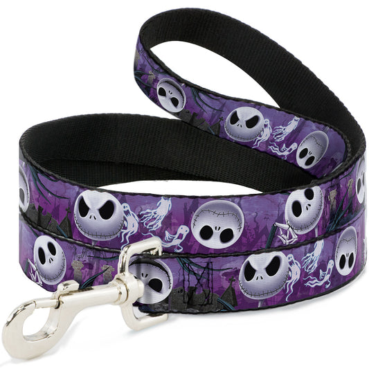 Dog Leash - Jack Expressions/Ghosts in Cemetery Purples/Grays/White