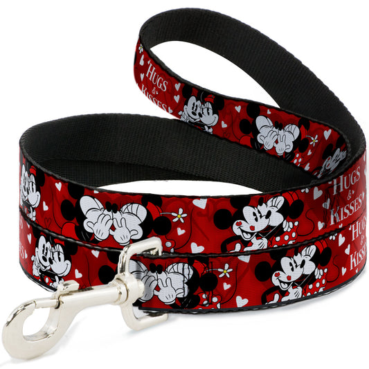 Dog Leash - Mickey & Minnie HUGS & KISSES Poses Reds/White