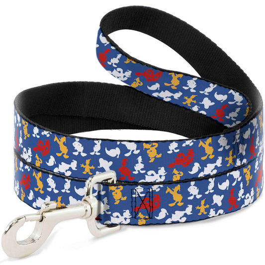Dog Leash - Donald Duck Face/Poses Scattered Blue/White/Red/Yellow
