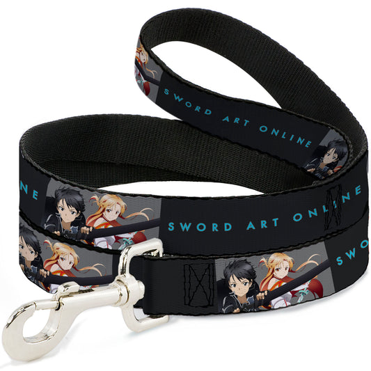 Dog Leash - SWORD ART ONLINE Kirito and Asuna Swords Pose and Title Logo Black