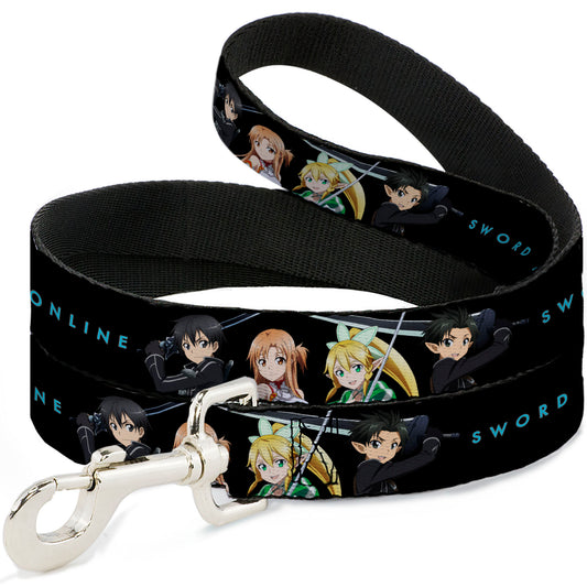 Dog Leash - SWORD ART ONLINE Four Character Swords Group Pose and Title Logo Black